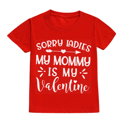Daddy and Mommy's Valentine Print Kids T-Shirt Child Red Shirts Tops Boys Girls T-Shirt Valentine's Day Party Gifts Casual Clothes