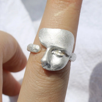 LATS New Creative Mystical Masked Face Open Rings for Women Men Goth Style Personality Mask Finger Jewelry Gift Wholesale
