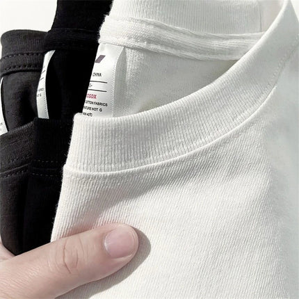 Men's T-Shirt Summer Cotton Tops Women's Solid Color Blank T-Shirts O-Neck Round Collar Short-Sleeve Couple White Top Tees