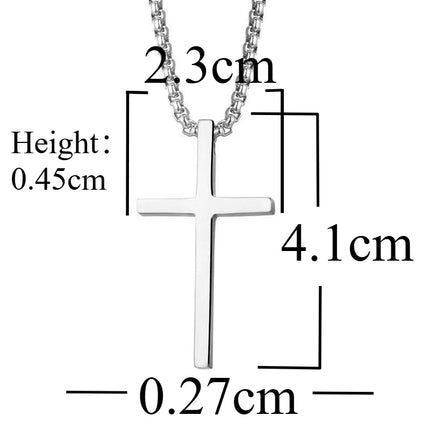 Stainless Steel Cross Necklace for Men Boys,Silver Color Plain Cross Pendant Collar,Hiphop Classic Punk Jewelry Gift