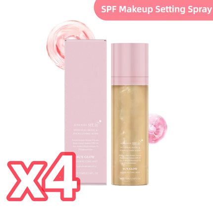 SPF Makeup Setting Spray Hydrating Glow Finish Waterproof Lightweight Non Greasy Lasting Makeup-Friendly Sunscreen Setting Mist