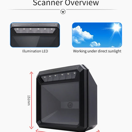Handsfree 2D 1D Barcode Scanner QR Omnidirectional Desktop BarCode Reader CMOS Image Scanner For Bookstore Shop Drugstore MP7000