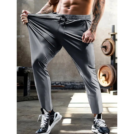 Men's Wide Pants Gift Sweatpants High Stretch Fabric Waist Drawstring Zipper Pockets Gym Workout Jogging Sports End Clothing Man