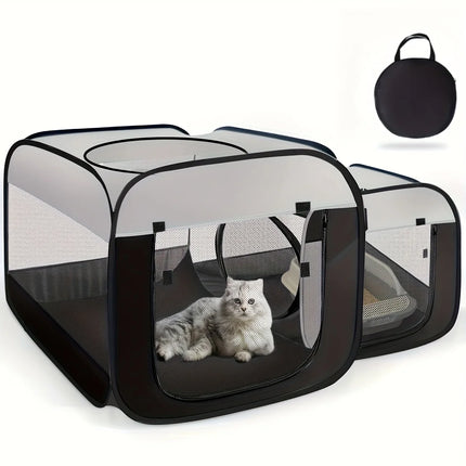 Large Cat Enclosure - Freestanding Design, Portable Indoor/Outdoor Pet Fence, Outdoor Cat Play Area