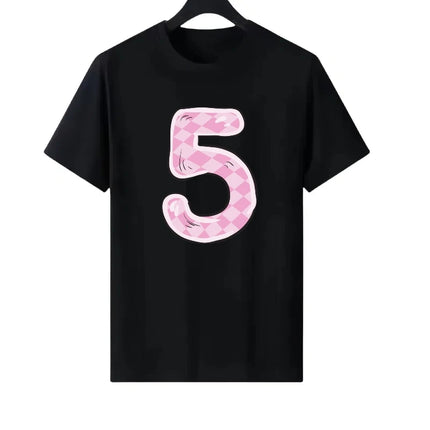 Letter Number Woman Black Summer Round Neck Parent-child Clothing Family Tops Unisex Comfort Short Sleeves T-Shirt Men Blouses