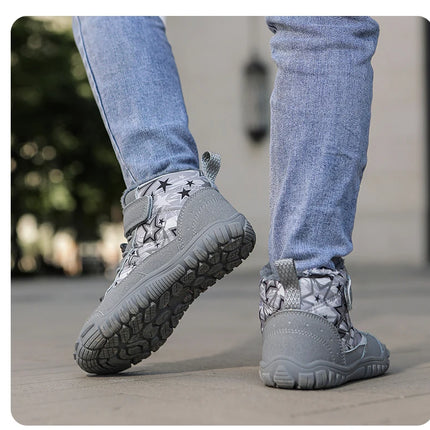 Waterproof Kids Barefoot Snow Boots 2025 New Wide Toe Winter Warm Fur Lined Shoes for Boys Girls Cold Weather Outdoor Sneakers