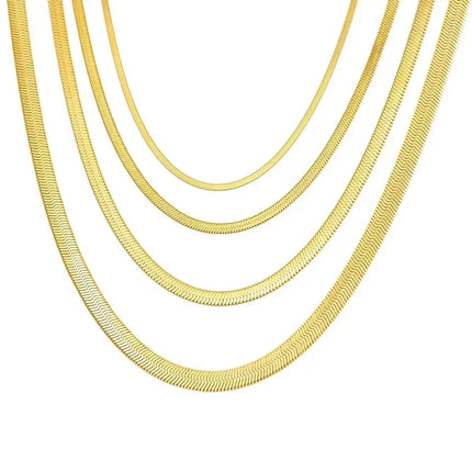 SUNIBI Stainless Steel Snake Chain Necklace for Woman Gifts Choker Herringbone Gold Color Necklaces Women Jewelry Wholesale