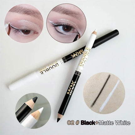 Mulitfuntional Two-Tone Black White Wood Eyeliner Pencil Pearl Highlighter Makeup Pen Brown Eyebrow Draw Lower Eyelash Cosmetics