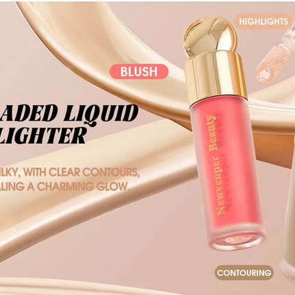 Liquid Highlighter+Blush+Contour Stick Set for Face & Body Silky Natural Glow Liquid Luminizer Matte Pink Shadow Face Makeup