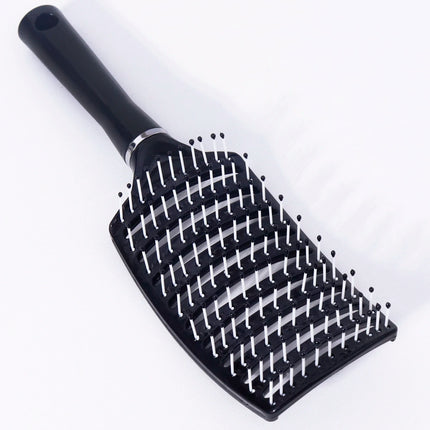 Black Curved Nylon Ventilation Brush – Scalp Massage Comb for Real Hair Wigs 1PC