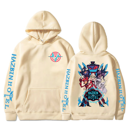 Anime Hazbin Hotel Peripherals Vox Angel Dust Graphic Print Hoodie Harajuku Pullover Man Woman Loose Casual Oversized Sweatshirt