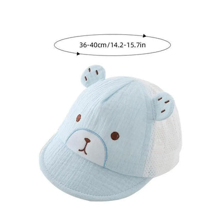 Cute Cartoon Bear Baby Baseball Cap Summer Mesh Breathable Infant Boys Girls Sun Hat Soft Brim Toddler Duck Tongue Caps