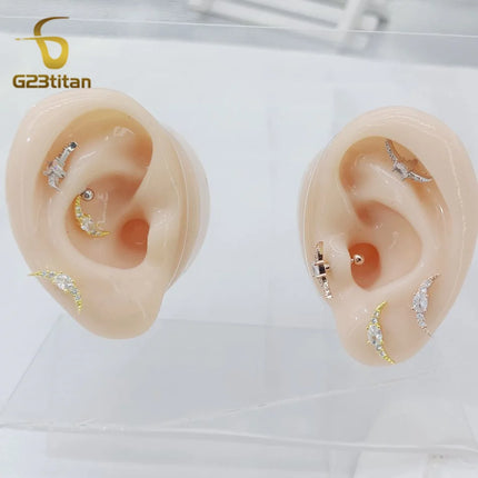 1pc Ear Cartilage Helix Earring 16G G23 Titanium Custom Barbell Screw Back Stud Earring Hypoallergenic Piercing Body Jewelry