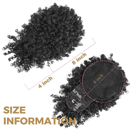 Drawstring Ponytail for Black Women, Afro Puff Kinky Curly Synthetic Hair Ponytail with Bangs Updo Natural Hair Ponytail