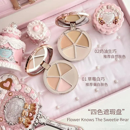 Flower Knows The Sweetie Bear Collection 5-Color Concealer Palette Covers Dark Circles Around Eyes And Face