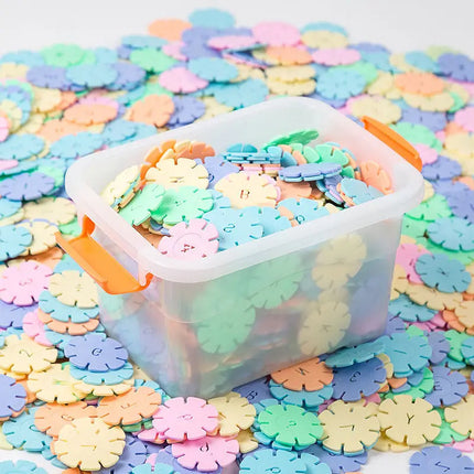 60~200pcs/lot Macaron Colors Snowflake Toys Children Building Blocks DIY Kindergarten Game Assembly Educational Toy Gift TMZ