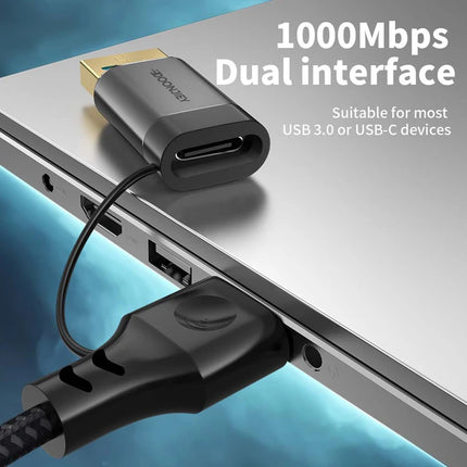USB C to Ethernet Cable 1000Mbps 2 in 1 USB/Type-C to RJ45 Gigabit LAN High Speed Network Converter for  Laptop PC Mobile Phone