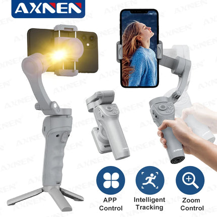 Handheld 3-Axis Gimbal Stabilizer for Smartphone, for iPhone Cellphone Record Video Vlog Phone Anti-Shake with Fill Light