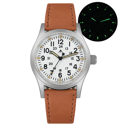 Militado Ml05 Vintage Field Watch VH31 Sweep Second Quartz Movement Sapphire Crystal High Clear AR Coating Luminous 38Mm Watches