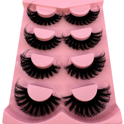 4 pairs of natural mink eyelashes 25mm eyelashes handmade eyelashes extended false eyelashes