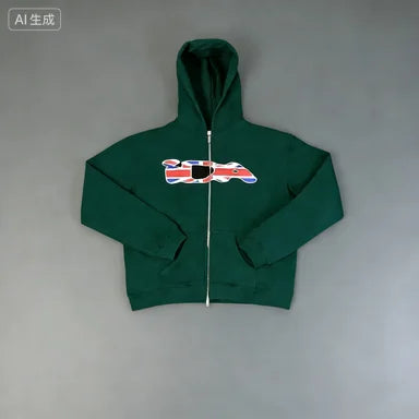2025European and American Fashion New Trend Letter Print Fleece Loose Casual Zipper Unisex Hooded Sweatshirt Jacket