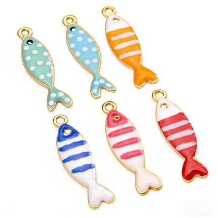 6/12pcs Stainless Steel Small Fish Enamel Pendant for DIY Jewelry Making Accessories Findings Ocean Necklace Earrings