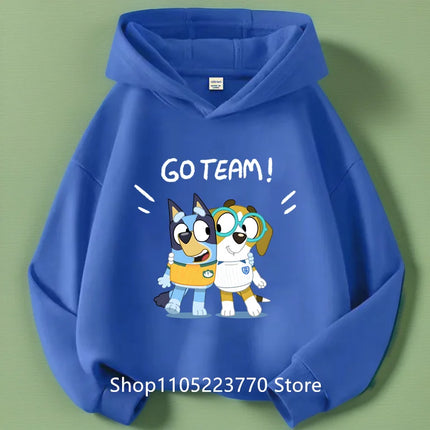 2025 Toddler Bluey Hoodie Rib Cuffs Winter Cartoon Anime Print Cozy Sweatshirt Boys Girls
