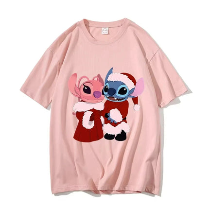 Pure Cotton Children's T-shirt 2026 Trendy and Cool Stitch&Angel Printed Fashionable Parent-child Outfit for Men and Women