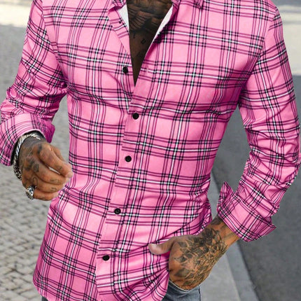 Men's long-sleeved Shirts Casual Shirts Plaid multi-color Pattern Shirts Retro Shirts Autumn And Summer long-sleeved Shirts