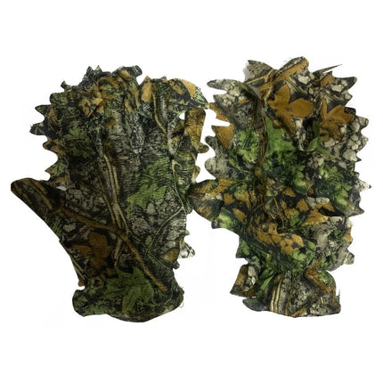 3D Maple Leaves Bionic Camouflage Hunting Fishing Gloves CS Games Combat Cosplay Skin Thin Jungle Photography Breathable Gloves