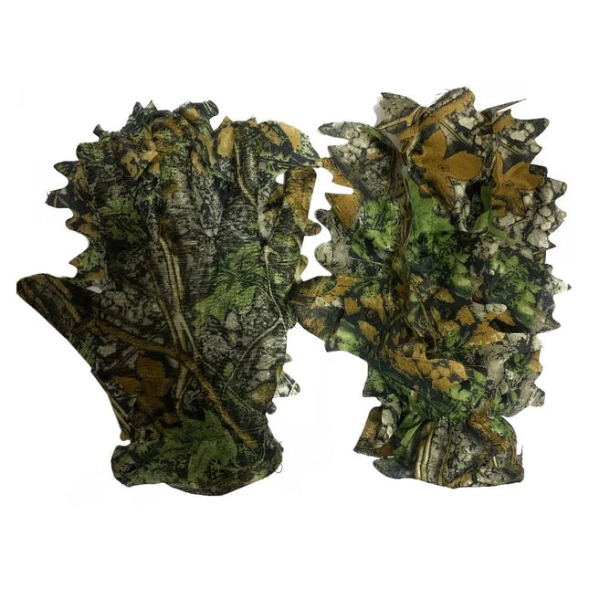3D Maple Leaves Bionic Camouflage Hunting Fishing Gloves CS Games Combat Cosplay Skin Thin Jungle Photography Breathable Gloves