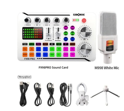 F998 Pro Sound Card Professional Bluetooth-Compatible Studio Record For Phone PC Audio Mixing Console Amplifier