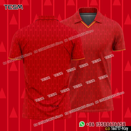 TESM Summer POLO Shirt Men Summer Sports V-neck T-shirt Street Trendy Short Sleeve 3D HD Print T-shirt
