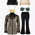 L / Sequined shirt + trousers + jewellery