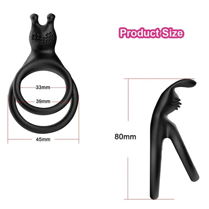 2 in 1 Men's Silicone Penis Ring Clitoris Stimulator Cock Ring Ejaculation Delay Penisring Erection Ring for Men Couples