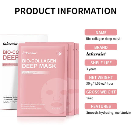 4pcs Collagen Deep Face Mask Hydrating Overnight Moisturizing Face Mask Pore Minimizing Plumping Travel Essentials Beauty Skinca