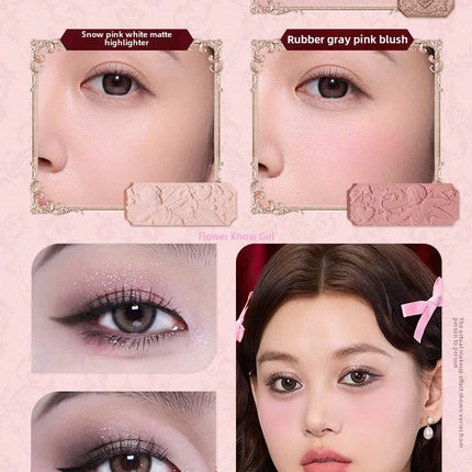 Flowerknows Strawberry Cupid Collection Facial Complexion Palette Blush Eyeshadow Highlighter Flower Know Face Bronzer Palette