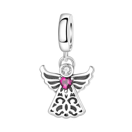S925 Sterling Silver Charm Bead Angel Prayer Travel Memorial Pendant Fine Birthday Gift Fit Bangle Bracelet Necklace DIY Jewelry