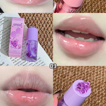 Jojo Diary Fruit Scented Lip Oil: Provides Hydration and Moisturizing, Preventing Chapped Lips and Improving Wrinkles, and Is a Korean-Style Water Gloss Lip Gloss Suitable for Winter Lip Care.