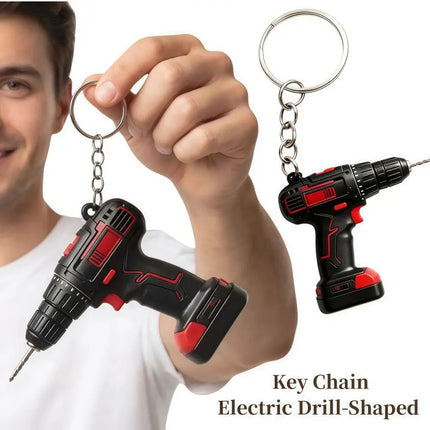 Mini Electric Drill-shaped Key Chain Silicone Cool Drill Key Ring Lifelike Lightweight Handheld Drill Bag Pendant Gifts/Decor