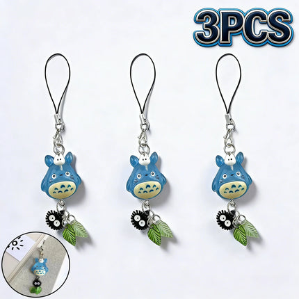 Kawaii Blue Animal Totoro Phone Charm Soot Sprite Keychain Woodland Anime Cat Cosplay  Handmade Y2K Gift Pendant Accessories