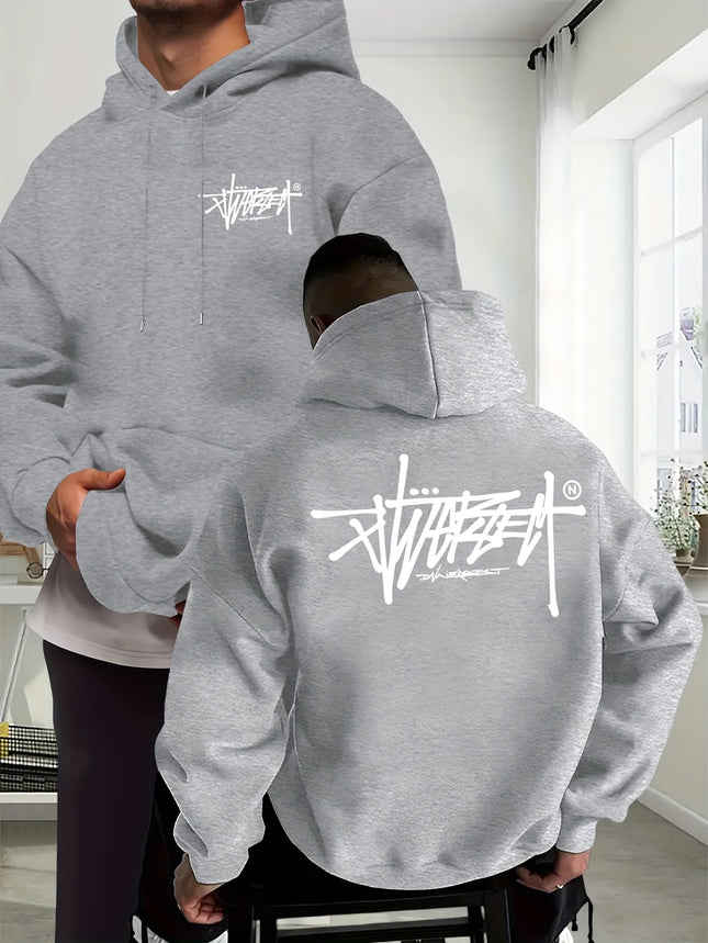 New creative printed men's hooded sport fitness and casual wear in autumn and winter providing protection for sports activitie