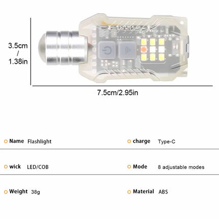 Mini Portable EDC Flashlight USB Rechargeable Zoomable Torch Powerful Pocket Flashlight with White,Yellow and 395nm UV Lamp