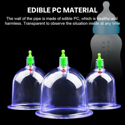 12/6Pcs Vacuum Cupping Set Suction Cups Back Massage Body Cup Detox Massage Body Cups Vacuum Cupping Anti Cellulite Massage Jars