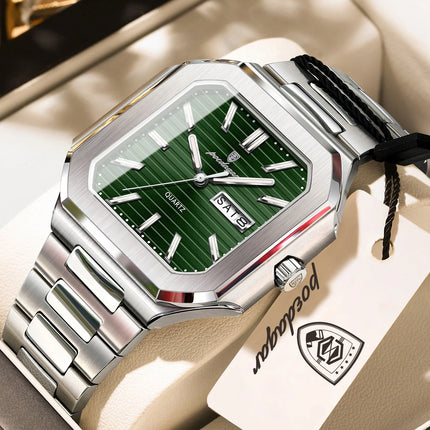 POEDAGAR Business Men's Watch Waterproof Luminous Date Week Classic Watches For Men Stainless Steel Men's Quartz Wristwatch Reloj