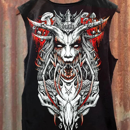 Neutral Tank Retro Satan Curse Sheep 3D Printed Tank Top Punk Style Street Fashion Casual Men's Tank Top Plus Xs-5XL