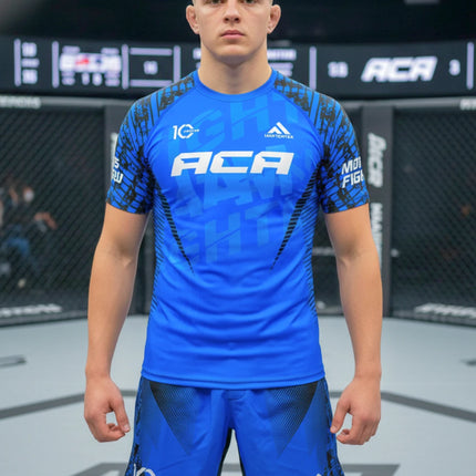 2026 Summer ACA Fight Sports Set Men's Green Graphic Rash Guard T-shirts & Shorts Sets Quick Drying MMA Training Combat Suit
