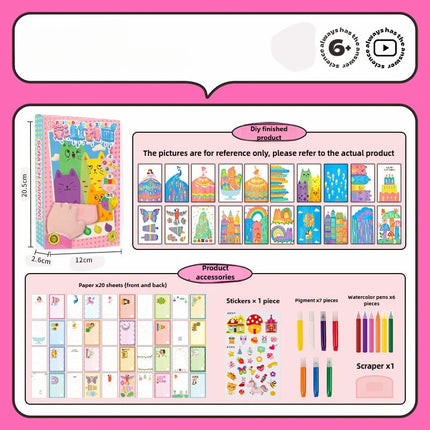 Rainbow Scratch Painting Set Color Scratch Off Pictures Children DIY Artwork Postcards Boys Girls Fun Craft Drawing Toys