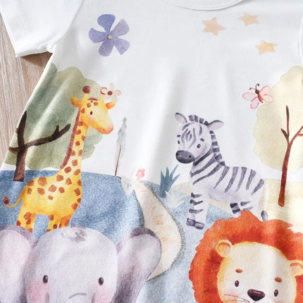 Children's Summer Short Sleeved Cartoon Series Cute Clothes For Boys And Girls Baby Jumpsuit 0-18 Months Baby Hoodie