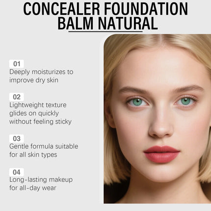 Zephoco Balm Foundation Blemish Cover Moisturizing Skin Brightening Products High Coverage Makeup Concealer Foundation Cream 15g